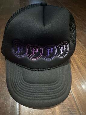 Nissun Cap Black Foam Trucker‎ Hat with Purple Embroidery